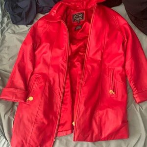 Red Longer Jacket with golden zippers